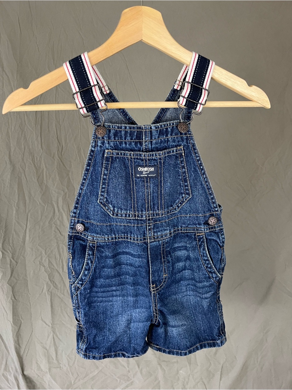 OshKosh B'gosh Navy Denim Kids Short Overalls